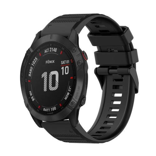 22mm Horizontal Texture Silicone Watch Band with Removal Tool, For Garmin Fenix 6 Pro GPS, For Garmin Fenix 6 Sapphire GPS, For Garmin Fenix 5 For Garmin Fenix 6 Pro GPS Black
