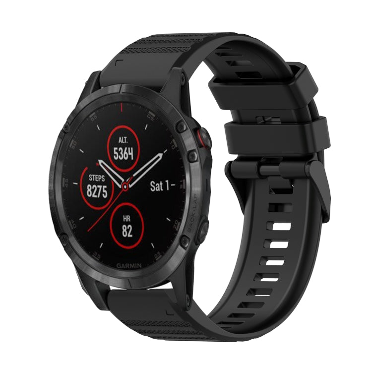 22mm Horizontal Texture Silicone Watch Band with Removal Tool, For Garmin Fenix 5 Plus, For Garmin Quatix 5, For Garmin Quatix 5 Sapphire For Garmin Fenix 5 Plus Black