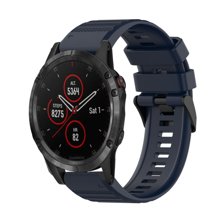 22mm Horizontal Texture Silicone Watch Band with Removal Tool, For Garmin Fenix 5 Plus, For Garmin Quatix 5, For Garmin Quatix 5 Sapphire For Garmin Fenix 5 Plus Navy Blue