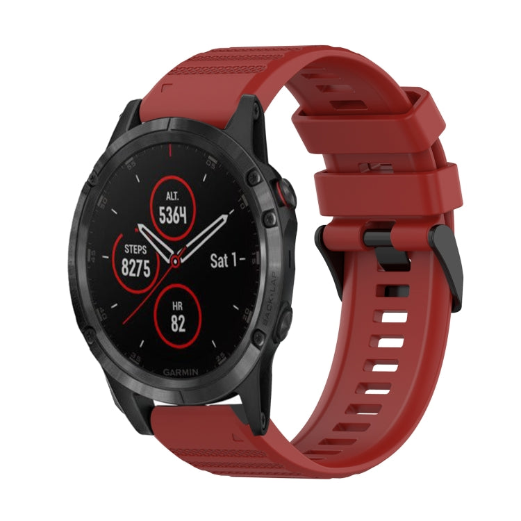 22mm Horizontal Texture Silicone Watch Band with Removal Tool, For Garmin Fenix 5 Plus, For Garmin Quatix 5, For Garmin Quatix 5 Sapphire For Garmin Fenix 5 Plus Red