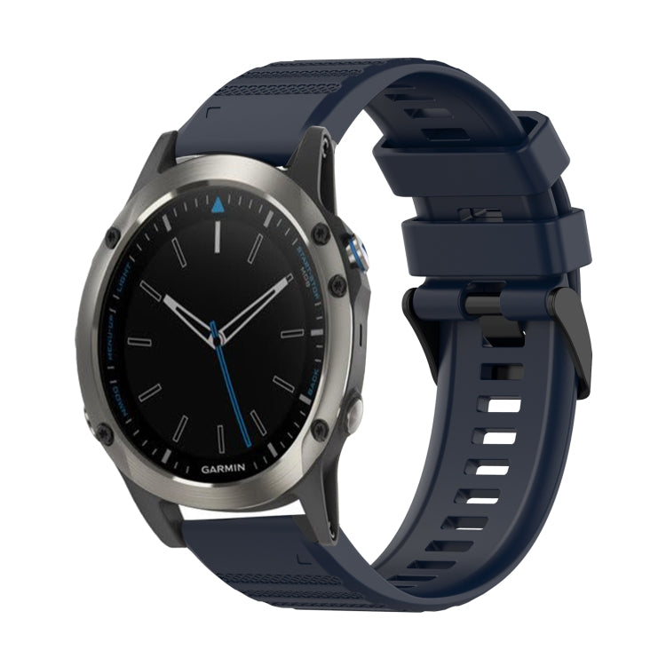 22mm Horizontal Texture Silicone Watch Band with Removal Tool, For Garmin Fenix 5 Plus, For Garmin Quatix 5, For Garmin Quatix 5 Sapphire For Garmin Quatix 5 Sapphire Navy Blue