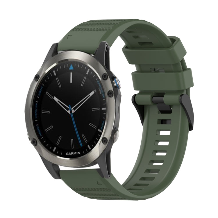 22mm Horizontal Texture Silicone Watch Band with Removal Tool, For Garmin Fenix 5 Plus, For Garmin Quatix 5, For Garmin Quatix 5 Sapphire For Garmin Quatix 5 Sapphire Army Green