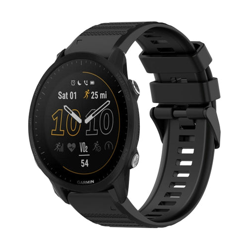 22mm Horizontal Texture Silicone Watch Band with Removal Tool, For Garmin Forerunner 955, For Garmin Forerunner 945, For Garmin Forerunner 935 For Garmin Forerunner 955 Black
