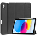 For iPad 10.9 2022 ENKAY TPU Back Cover Smart Leather Stand Tablet Case with Pen Slot Black