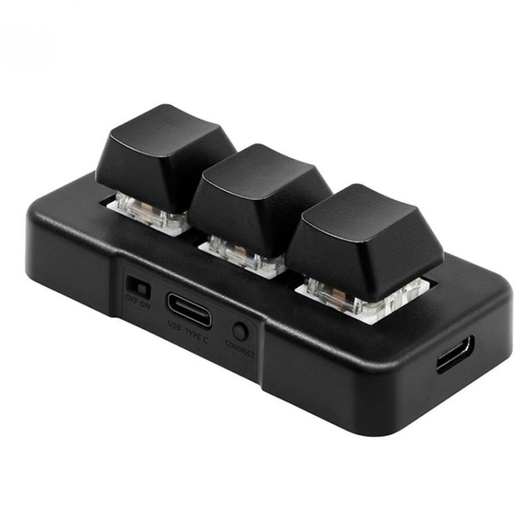 MK321BT Bluetooth 5.1 3 Keys Custom Keys Game Office PS Clip Macro Programming Keypad – Bluetooth Black
