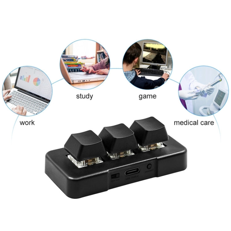 MK321BT Bluetooth 5.1 3 Keys Custom Keys Game Office PS Clip Macro Programming Keypad – Bluetooth