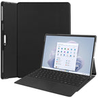 For Microsoft Surface Pro 9 JUNSUNMAY Custer Solid Color 3-Fold Stand Leather Tablet Case – Magnetic, Leather, TPU Black