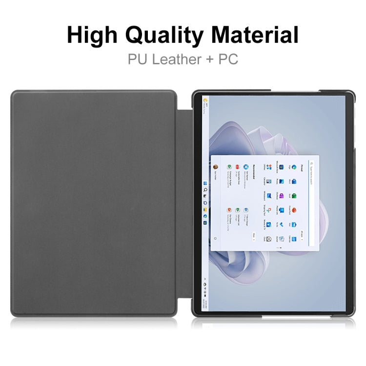 For Microsoft Surface Pro 9 JUNSUNMAY Custer Solid Color 3-Fold Stand Leather Tablet Case – Magnetic, Leather, TPU