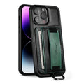 Suteni H13 Card Wallet Wrist Strap Holder PU Phone Case, For iPhone 11 Pro, For iPhone 11, For iPhone 11 Pro Max, For iPhone 12 / 12 Pro, For iPhone 12 Pro Max, For iPhone 13, For iPhone 13 Pro, For iPhone 13 Pro Max For iPhone 11 Pro Black