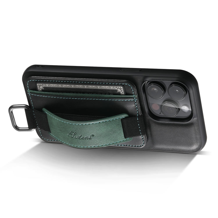 Suteni H13 Card Wallet Wrist Strap Holder PU Phone Case – Leather, For iPhone 14, For iPhone 14 Pro, For iPhone 14 Plus, For iPhone 14 Pro Max