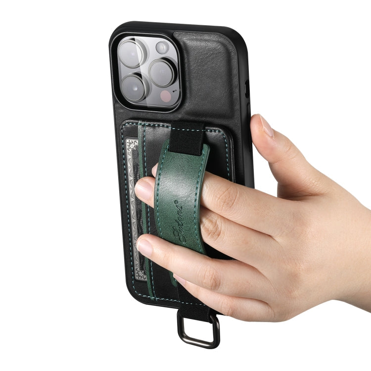Suteni H13 Card Wallet Wrist Strap Holder PU Phone Case – Leather, For iPhone 14, For iPhone 14 Pro, For iPhone 14 Plus, For iPhone 14 Pro Max
