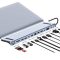 JUNSUNMAY 12 in 1 Multifunctional USB C Hub Docking Station Adapter SD/TF Card Reader, JSM-HUB022 – Aluminum Alloy, TPU, 4K JSM-HUB022