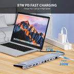 JUNSUNMAY 12 in 1 Multifunctional USB C Hub Docking Station Adapter SD/TF Card Reader, JSM-HUB022 – Aluminum Alloy, TPU, 4K