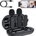2 Pack Wireless Lavalier Microphone Wireless Noise Reduction Microphone with Charging Case, DS-MKFJ11IP DS-MKFJ11IP