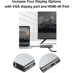 USB C HUB, USB C Adapter 11 in 1 Dongle with 4K HDMI, VGA, Type C PD, USB3.0, RJ45 Ethernet, SD/TF Card Reader, 3.5mm AUX, Docking Station Compatible with MacBook Pro/Air, Other Type C Laptops Devices – Flip, TPU, 4K