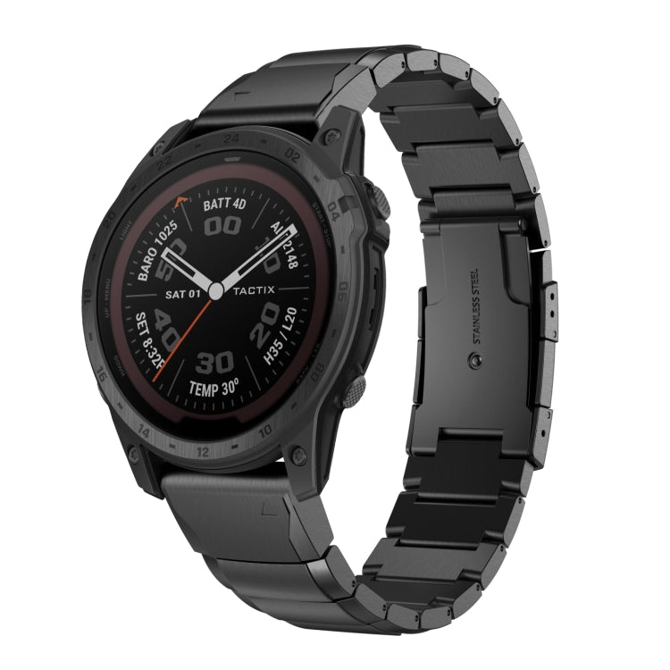Watch Band – Stainless Steel (26mm) #2 For Garmin Tactix 7 Pro Black
