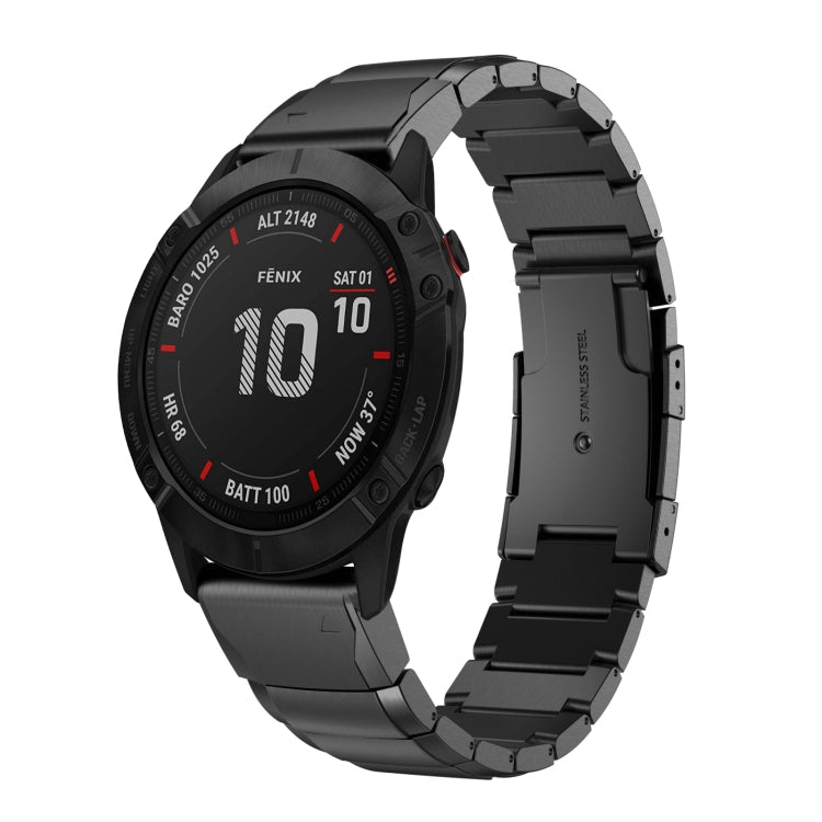 Watch Band – Stainless Steel (26mm) #2 For Garmin Fenix 6X Pro Black