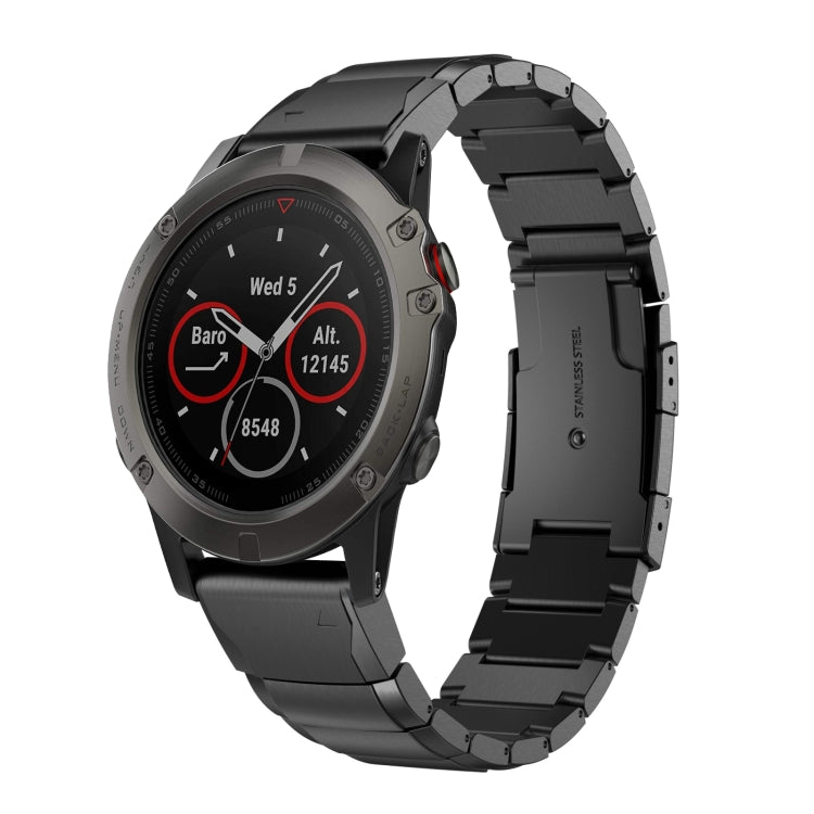 Watch Band – Stainless Steel (26mm) #2 For Garmin Fenix 5X Sapphire Black
