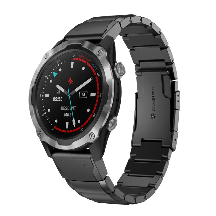 Watch Band – Stainless Steel (26mm) For Garmin Descent MK 2 Black