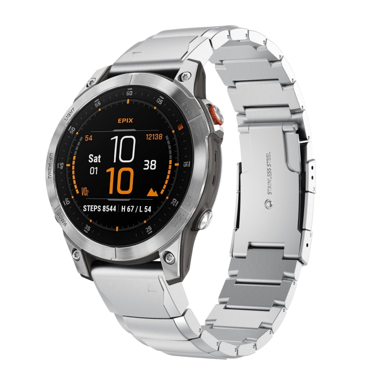 22mm Tortoise Shell Stainless Steel Watch Band, For Garmin Fenix 7, For Garmin Fenix 7 Solar, For Garmin Fenix 7 Sapphire Solar, For Garmin EPIX Gen 2, For Garmin Approach S62, For Garmin Fenix 6 GPS, For Garmin Fenix 6 Pro GPS... For Garmin EPIX Gen 2 Silver