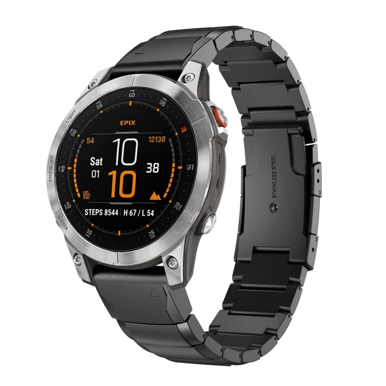 22mm Tortoise Shell Stainless Steel Watch Band, For Garmin Fenix 7, For Garmin Fenix 7 Solar, For Garmin Fenix 7 Sapphire Solar, For Garmin EPIX Gen 2, For Garmin Approach S62, For Garmin Fenix 6 GPS, For Garmin Fenix 6 Pro GPS... For Garmin EPIX Gen 2 Black