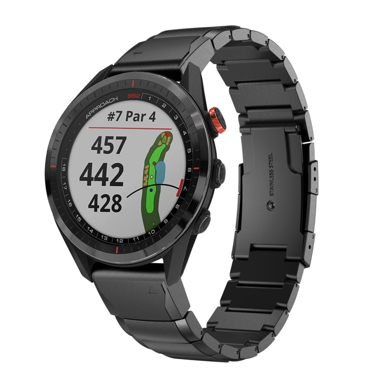 22mm Tortoise Shell Stainless Steel Watch Band, For Garmin Fenix 7, For Garmin Fenix 7 Solar, For Garmin Fenix 7 Sapphire Solar, For Garmin EPIX Gen 2, For Garmin Approach S62, For Garmin Fenix 6 GPS, For Garmin Fenix 6 Pro GPS... For Garmin Approach S62 Black