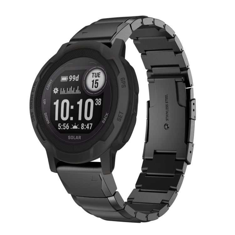 Watch Band – Stainless Steel (22mm) #2 For Garmin Instinct 2 Black