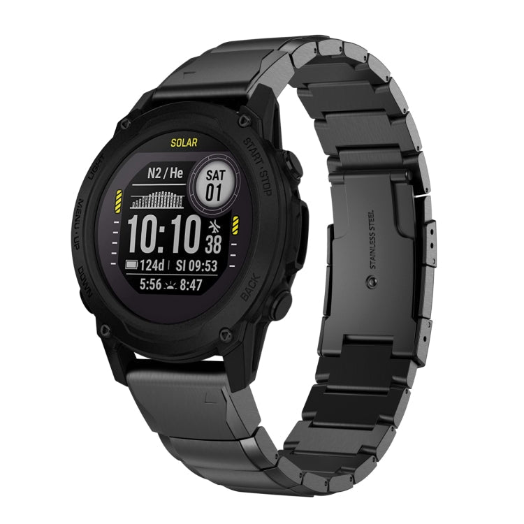 Watch Band – Stainless Steel (22mm) #2 For Garmin Descent G1 Black