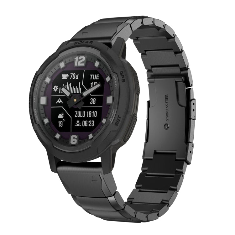 Watch Band – Stainless Steel (22mm) #2 For Garmin Instinct Crossover Black