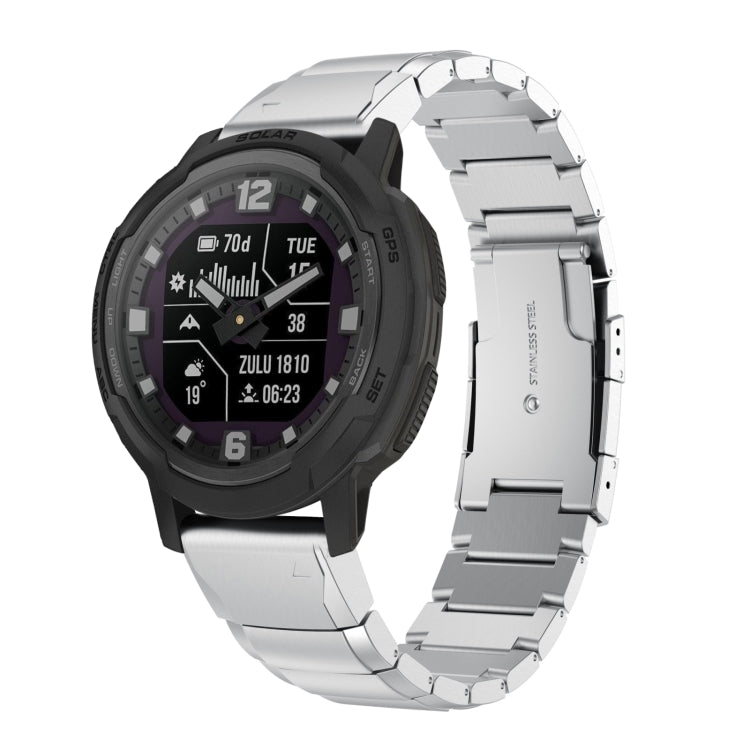 Watch Band – Stainless Steel (22mm) #2 For Garmin Instinct Crossover Solar Silver