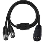 JUNSUNMAY MIDI 2 in 1 Din 5 Pin Male to Dual 2 Pin Female Cable Adapter, Cable Length: 50cm, Cable Length: 50cm Cable Length: 50cm
