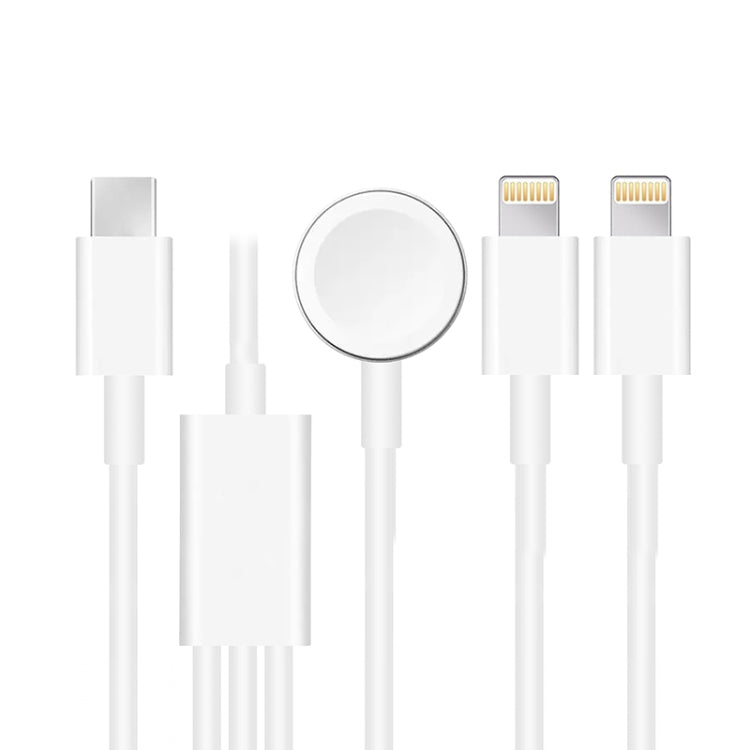 For Apple Watch Series & iPhone 3 in 1 Type-C Magnetic Charging Cable 4ft/1.2m, DS-XB019 DS-XB019