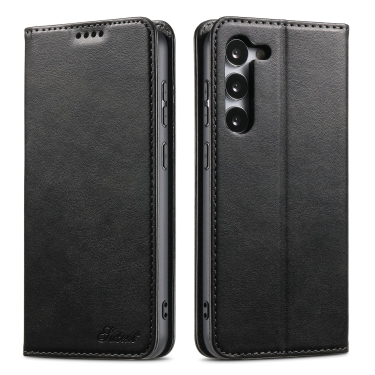 Suteni Calf Texture Horizontal Flip Leather Phone Case, For Samsung Galaxy S24 Ultra 5G, For Samsung Galaxy S24+ 5G, For Samsung Galaxy S24 5G, For Samsung Galaxy S23 Ultra 5G, For Samsung Galaxy S23+ 5G, For Samsung Galaxy S23 5G For Samsung Galaxy S24 Ultra 5G Black