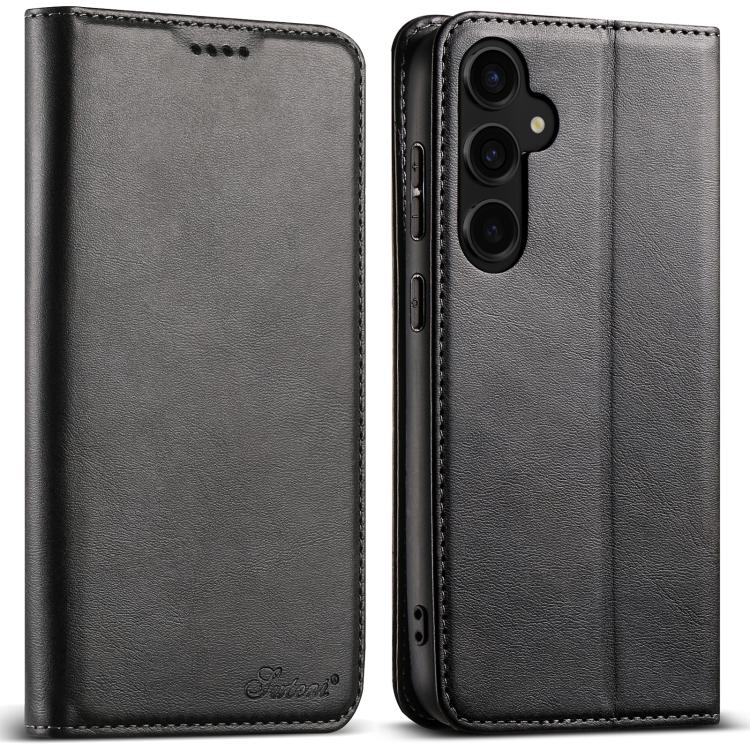 Suteni Calf Texture Horizontal Flip Leather Phone Case, For Samsung Galaxy S26+ 5G, For Samsung Galaxy S26 Ultra 5G, For Samsung Galaxy S26 5G, For Samsung Galaxy S25 5G, For Samsung Galaxy S25+ 5G, For Samsung Galaxy S25 Ultra 5G For Samsung Galaxy S26+ 5G Black