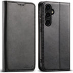 Suteni Calf Texture Horizontal Flip Leather Phone Case, For Samsung Galaxy S26+ 5G, For Samsung Galaxy S26 Ultra 5G, For Samsung Galaxy S26 5G, For Samsung Galaxy S25 5G, For Samsung Galaxy S25+ 5G, For Samsung Galaxy S25 Ultra 5G For Samsung Galaxy S26+ 5G Black