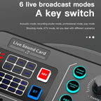 M6 Live Sound Card Multifunctional Wireless Voice Changer Broadcast Mixer, M6