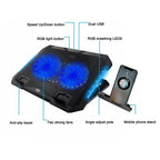 S900 Dual USB Ports Adjustable Height RGB Laptop Cooling Pad Stand, S900 – Non-slip