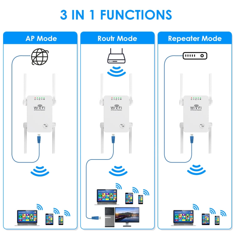 U8 300Mbps Wireless WiFi Repeater Extender Router Wi-Fi Signal Amplifier WiFi Booster, US Plug, EU Plug – Durable Build, Easy to Use