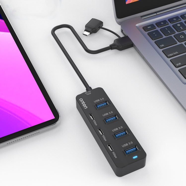 Onten UCA5306 7 in 2 USB3.0 + Type-C 7-Ports HUB Docking Station Support OTG Function, UCA5306 – Durable Build, Easy to Use