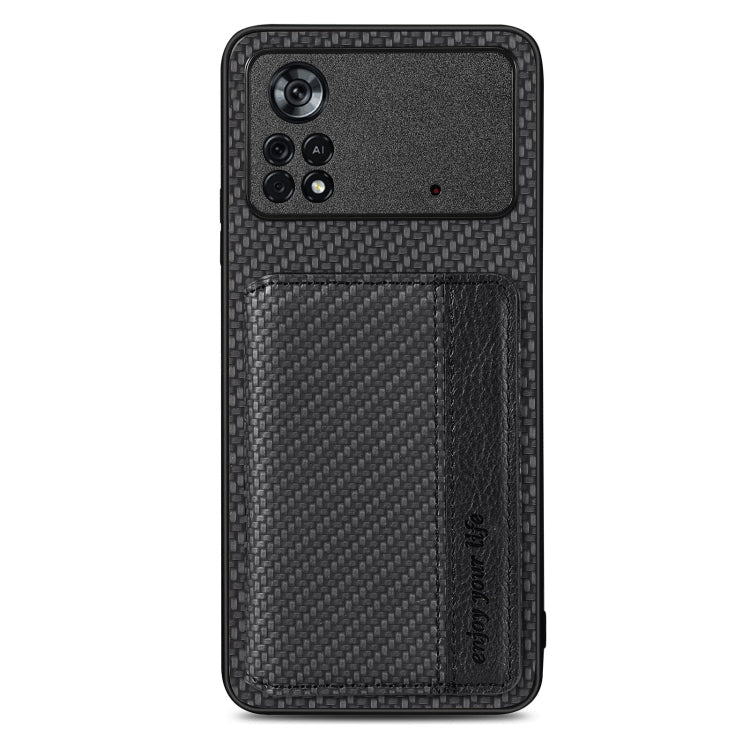 Carbon Fiber Magnetic Card Wallet Bag Phone Case – Magnetic, For Xiaomi Poco X4 Pro 5G, For Xiaomi Poco X5 Pro 5G, For Samsung Galaxy A22 5G, For Samsung Galaxy A32 5G