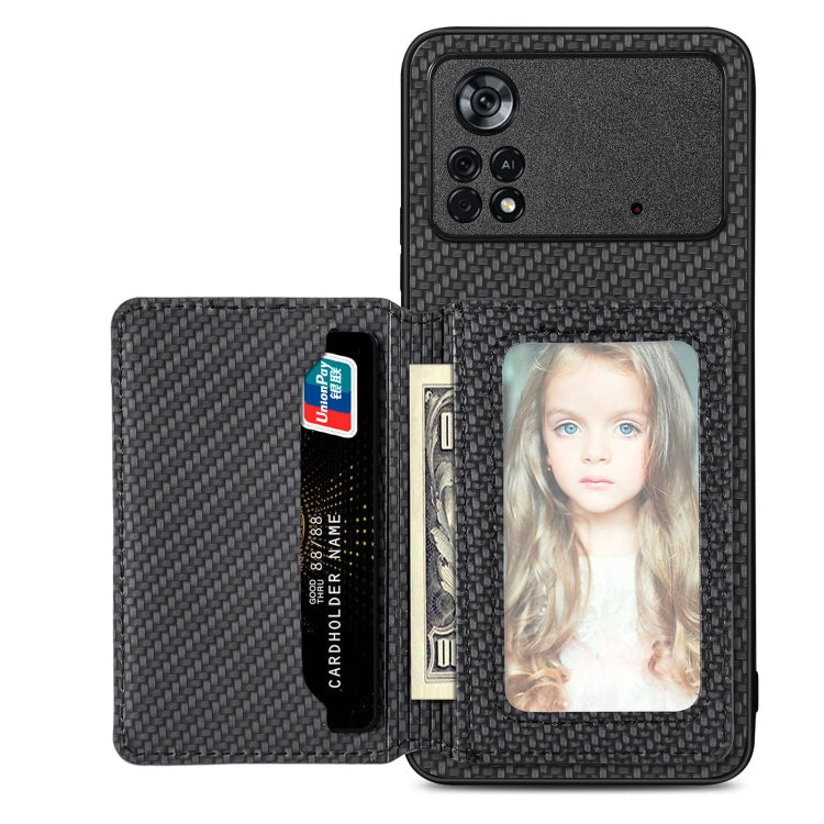 Carbon Fiber Magnetic Card Wallet Bag Phone Case – Magnetic, For Xiaomi Poco X4 Pro 5G, For Xiaomi Poco X5 Pro 5G, For Samsung Galaxy A22 5G, For Samsung Galaxy A32 5G For Xiaomi Poco X4 Pro 5G Black