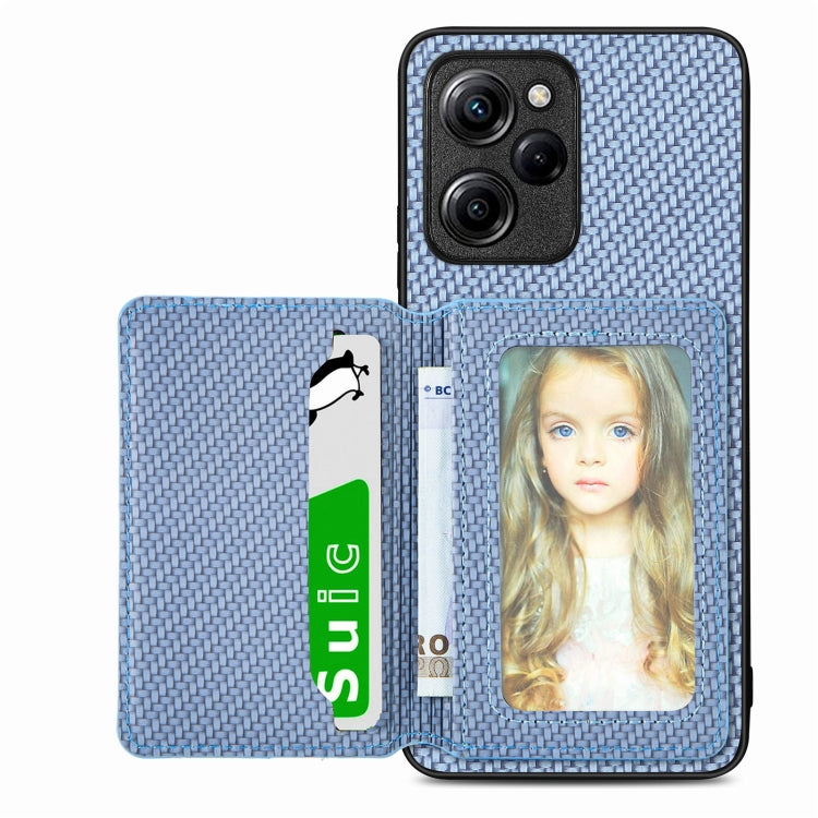 Carbon Fiber Magnetic Card Wallet Bag Phone Case – Magnetic, For Xiaomi Poco X4 Pro 5G, For Xiaomi Poco X5 Pro 5G, For Samsung Galaxy A22 5G, For Samsung Galaxy A32 5G For Xiaomi Poco X5 Pro 5G Blue