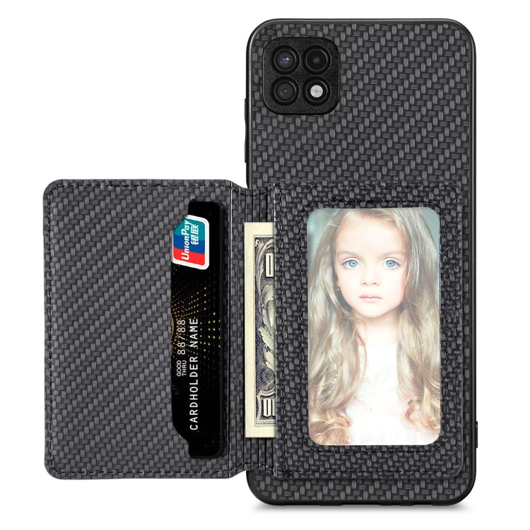 Carbon Fiber Magnetic Card Wallet Bag Phone Case – Magnetic, For Xiaomi Poco X4 Pro 5G, For Xiaomi Poco X5 Pro 5G, For Samsung Galaxy A22 5G, For Samsung Galaxy A32 5G For Samsung Galaxy A22 5G Black