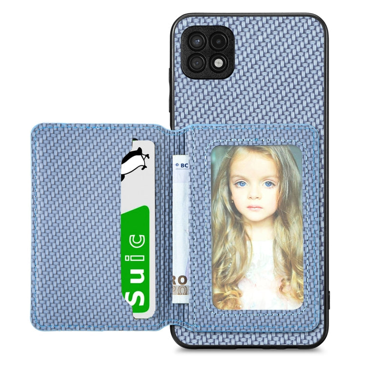 Carbon Fiber Magnetic Card Wallet Bag Phone Case – Magnetic, For Xiaomi Poco X4 Pro 5G, For Xiaomi Poco X5 Pro 5G, For Samsung Galaxy A22 5G, For Samsung Galaxy A32 5G For Samsung Galaxy A22 5G Blue
