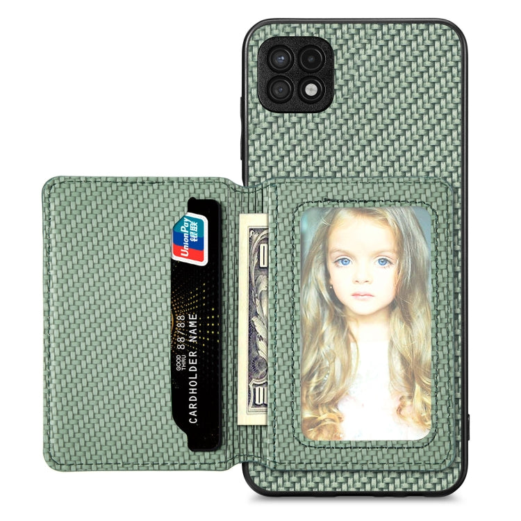 Carbon Fiber Magnetic Card Wallet Bag Phone Case – Magnetic, For Xiaomi Poco X4 Pro 5G, For Xiaomi Poco X5 Pro 5G, For Samsung Galaxy A22 5G, For Samsung Galaxy A32 5G For Samsung Galaxy A22 5G Green