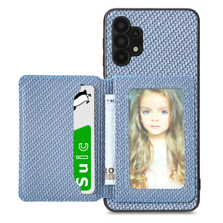 Carbon Fiber Magnetic Card Wallet Bag Phone Case – Magnetic, For Xiaomi Poco X4 Pro 5G, For Xiaomi Poco X5 Pro 5G, For Samsung Galaxy A22 5G, For Samsung Galaxy A32 5G For Samsung Galaxy A32 5G Blue