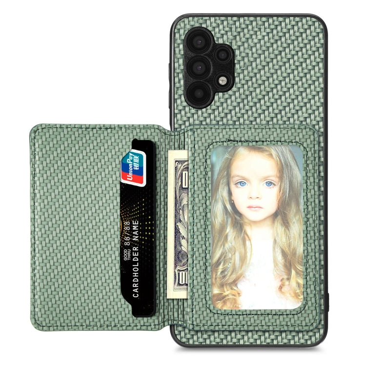 Carbon Fiber Magnetic Card Wallet Bag Phone Case – Magnetic, For Xiaomi Poco X4 Pro 5G, For Xiaomi Poco X5 Pro 5G, For Samsung Galaxy A22 5G, For Samsung Galaxy A32 5G For Samsung Galaxy A32 5G Green