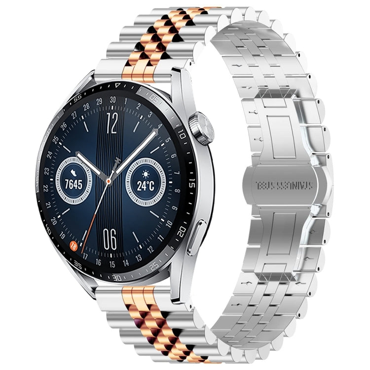 Watch Band – Stainless Steel (46mm) For Huawei Watch GT3 46mm Silver+Rose Gold