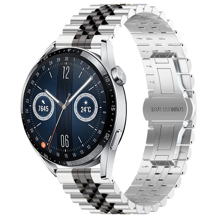 Watch Band – Stainless Steel (46mm) For Huawei Watch GT3 46mm Silver+Black