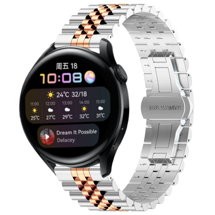 Watch Band – Stainless Steel (42mm) For Huawei Watch 3 3 Pro Silver+Rose Gold